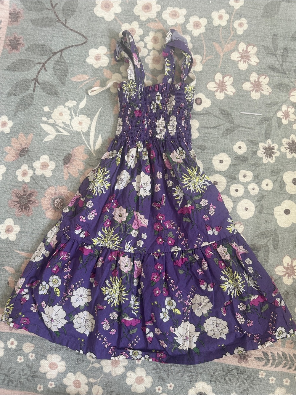 Tea Collection Girls' Purple Floral Smocked Sundress